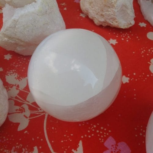 Boule sélénite, sphère sélénite 10 cm diamètre