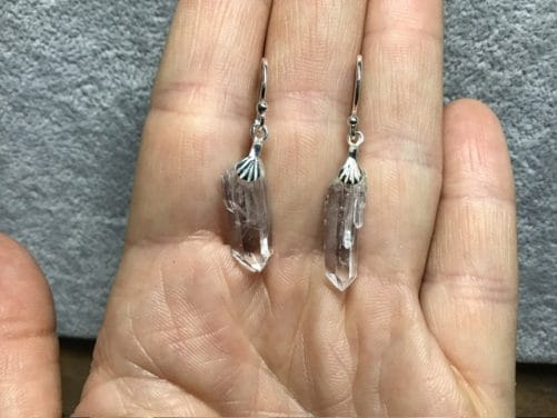 Boucles d oreilles artisanale en cristal de roche